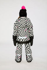 Two Piece Teknik Snowsuit White And Bright Pink Checkered Print-3