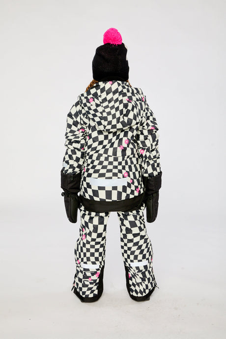 Two Piece Teknik Snowsuit White And Bright Pink Checkered Print-3