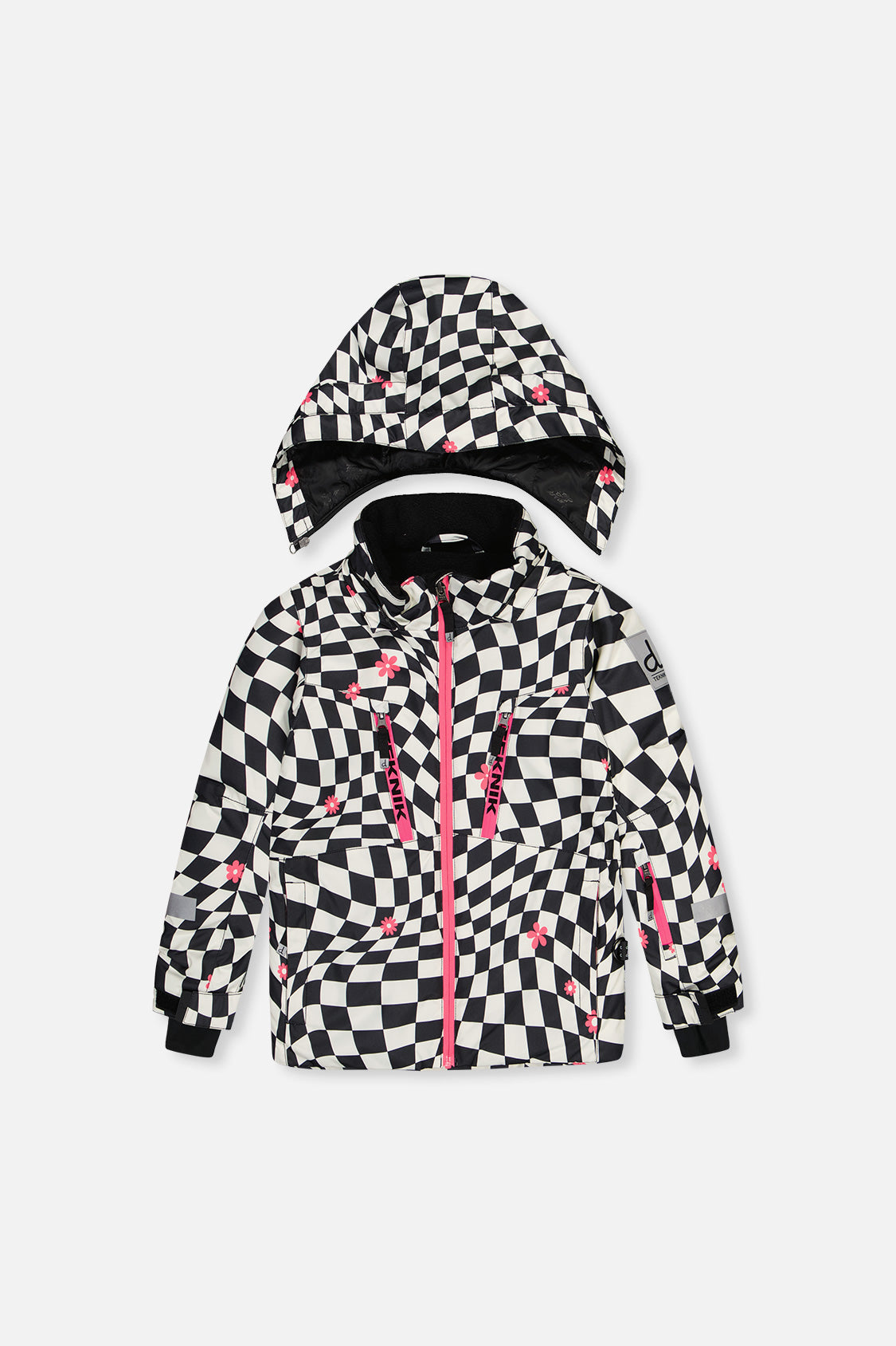 Two Piece Teknik Snowsuit White And Bright Pink Checkered Print-4