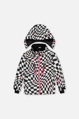 Two Piece Teknik Snowsuit White And Bright Pink Checkered Print-4