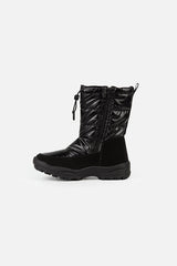 Deux par Deux girls' black quilted winter boots – single boot, inner side view