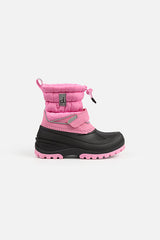 Rubberized Puffer Winter Boots Pink-1