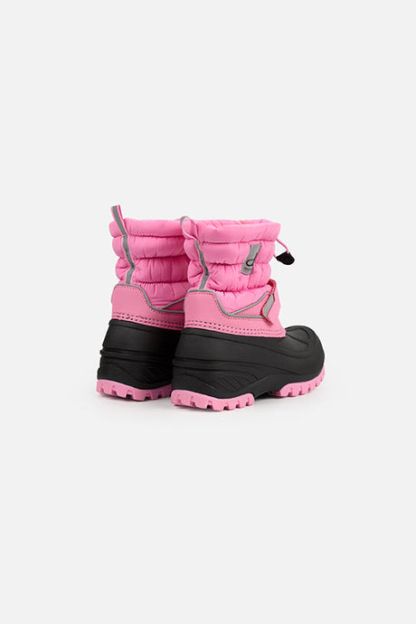 Deux par Deux girls' pink puffer winter boots – pair, back view