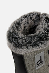 Deux par Deux kids' winter boots with removable liner in grey mix and black – close-up of the faux fur trim
