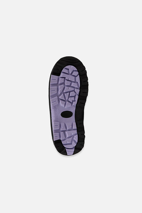 Deux par Deux girls' winter boots with removable liner in lavender and black – treaded outsole