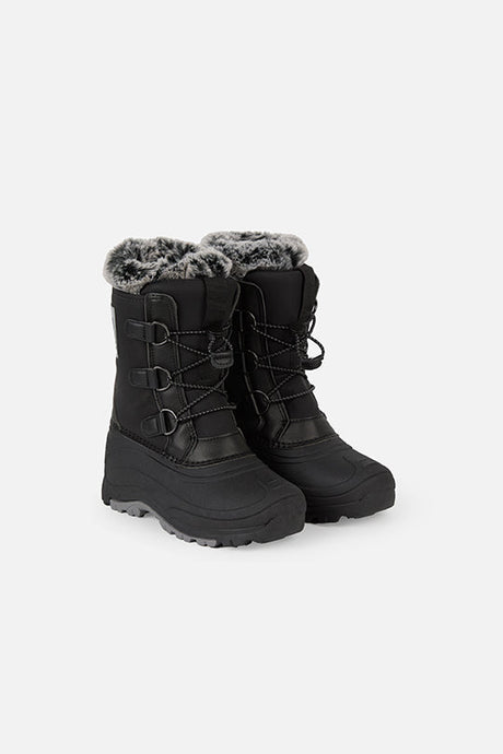Deux par Deux kids' black winter boots with removable liner – pair, side angle