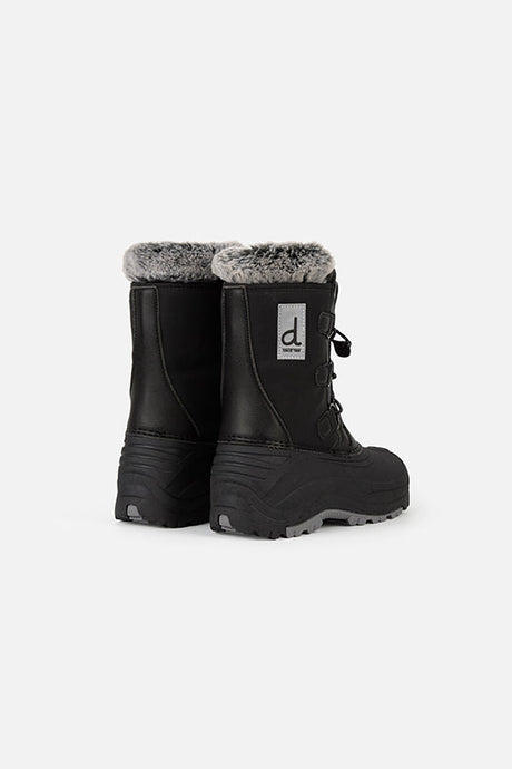 Deux par Deux kids' black winter boots with removable liner – pair, back view