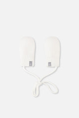 Infant Knit Mittens With String Off-White-0