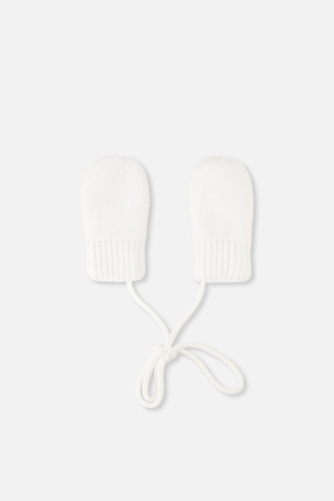 Infant Knit Mittens With String Off-White-1