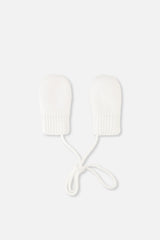 Infant Knit Mittens With String Off-White-1