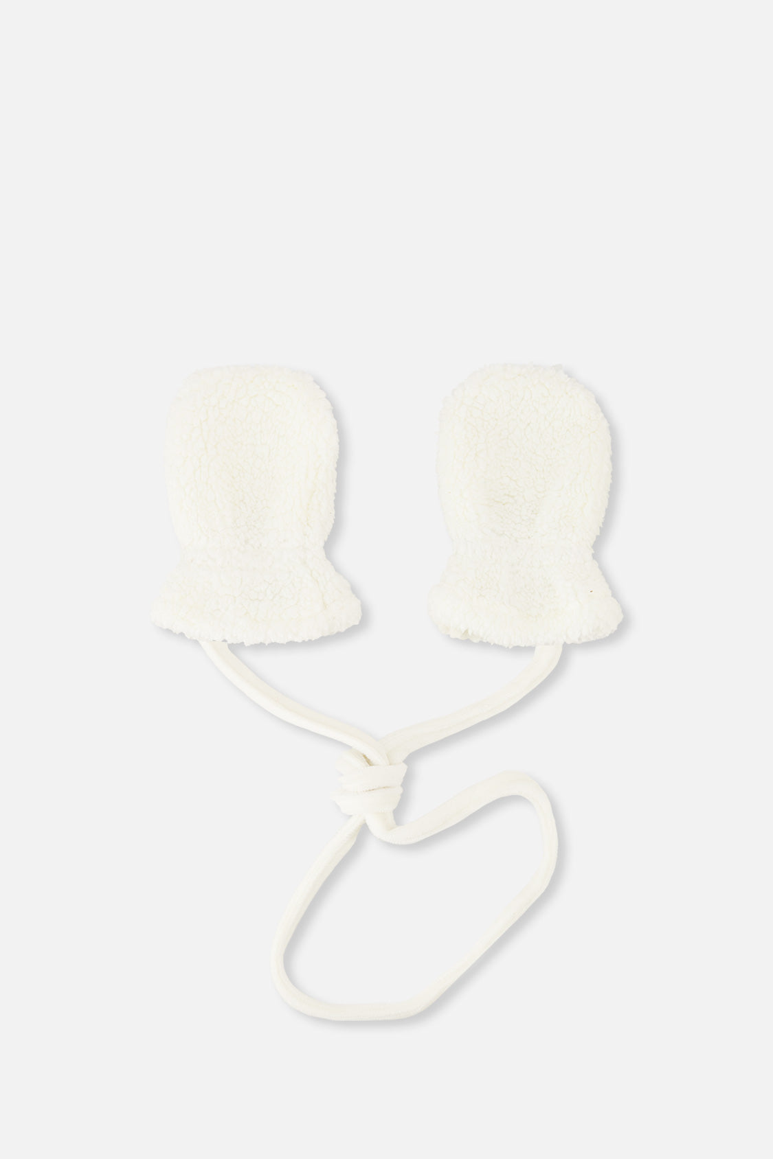 Infant Sherpa Mittens With String Off-White-1