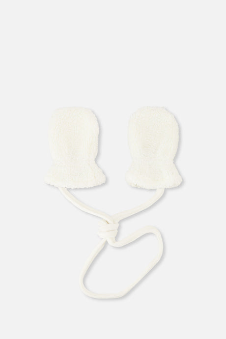 Infant Sherpa Mittens With String Off-White-1