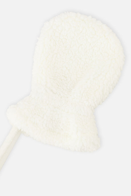 Infant Sherpa Mittens With String Off-White-2