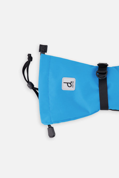 Deux par Deux Teknik kids' mittens in blue – cuff and wrist strap detail