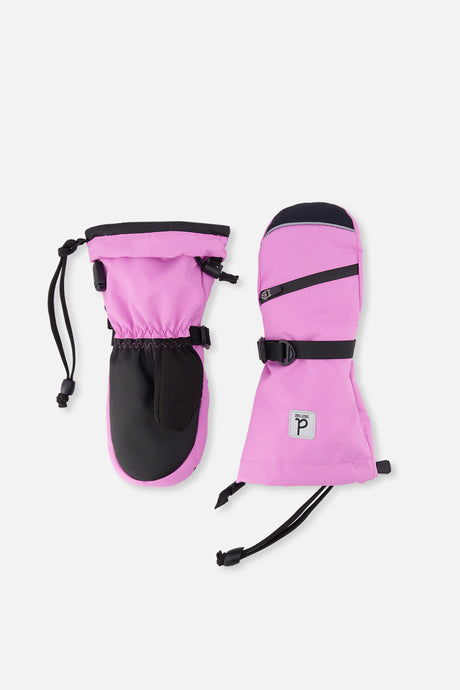 Deux par Deux girls' TEKNIK waterproof mittens in pinkish violet – front view