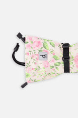 Deux par Deux Teknik kids' mittens in beige vintage rose print – cuff and wrist strap detail