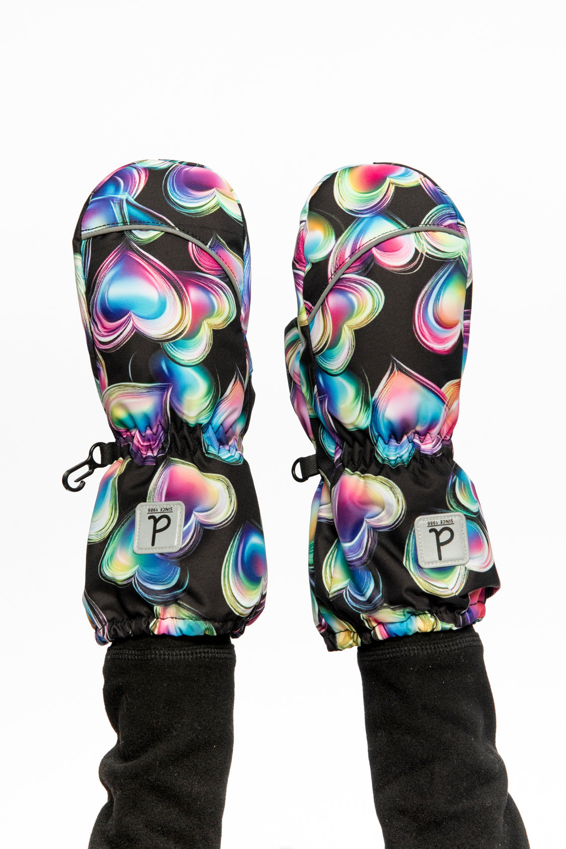 Play Baby Winter Mittens Black Heart Print-1