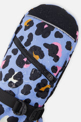 Teknik Winter Mittens Blue Leopard Print-3