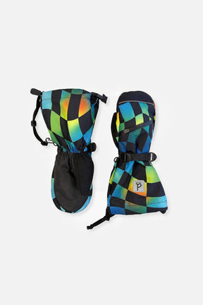 Teknik Winter Mittens Blue Checkered Print-0
