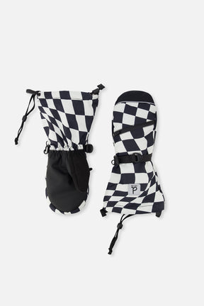 Teknik Winter Mittens White Checkered Print-0