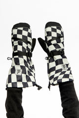 Teknik Winter Mittens White Checkered Print-1