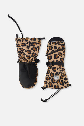 Teknik Winter Mittens Brown Leopard Print-0