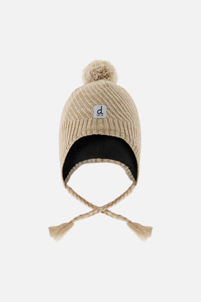 Winter Peruvian Knit Hat With Pompom Taupe-0