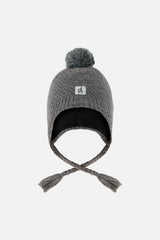 Winter Peruvian Knit Hat With Pompom Cool Dark Grey-0