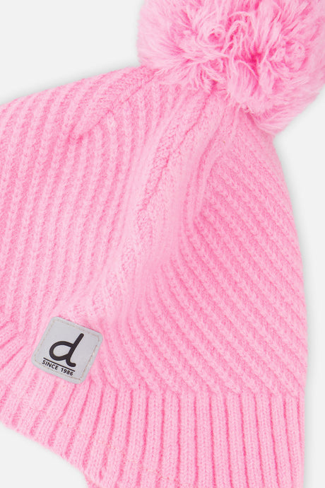 Winter Peruvian Knit Hat With Pompom Pink-3