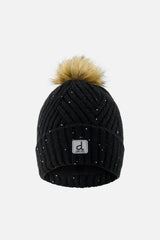 Winter Knit Hat With Pompom Black-0