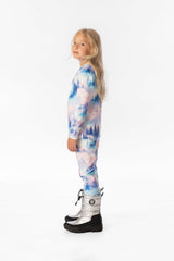 Two Piece Thermal Underwear Blue And Pink Mountain Print-2