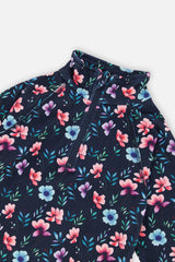 Deux par Deux Two Piece Thermal Underwear Blue Floral Print