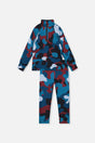 Two Piece Thermal Underwear Blue And Red Camouflage Print-0