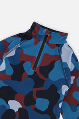 Deux par Deux Two Piece Thermal Underwear Blue And Red Camouflage Print