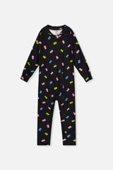 Baby One Piece Thermal Underwear Black Printed Gummy Bears-0