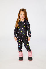 Baby One Piece Thermal Underwear Black Printed Gummy Bears-1