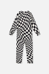 Baby One Piece Thermal Underwear White Checkered Print-4