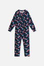 One Piece Thermal Underwear Blue Floral Print-0