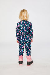 One Piece Thermal Underwear Blue Floral Print-3