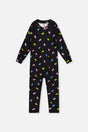 One Piece Thermal Underwear Black Printed Gummy Bears-0