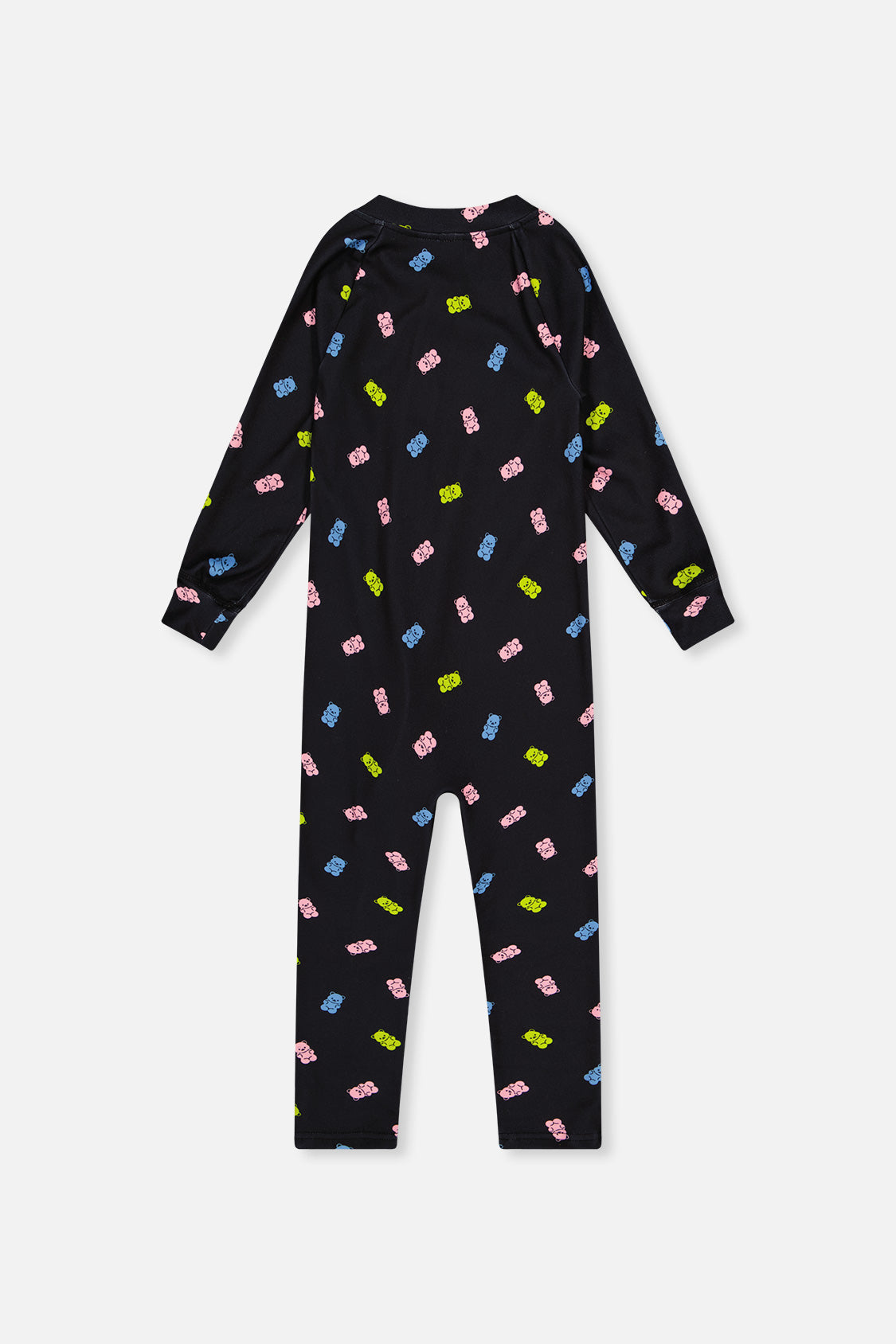 One Piece Thermal Underwear Black Printed Gummy Bears-4