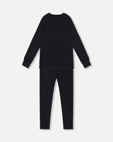 Two Piece Thermal Underwear Merino Blend Black-0