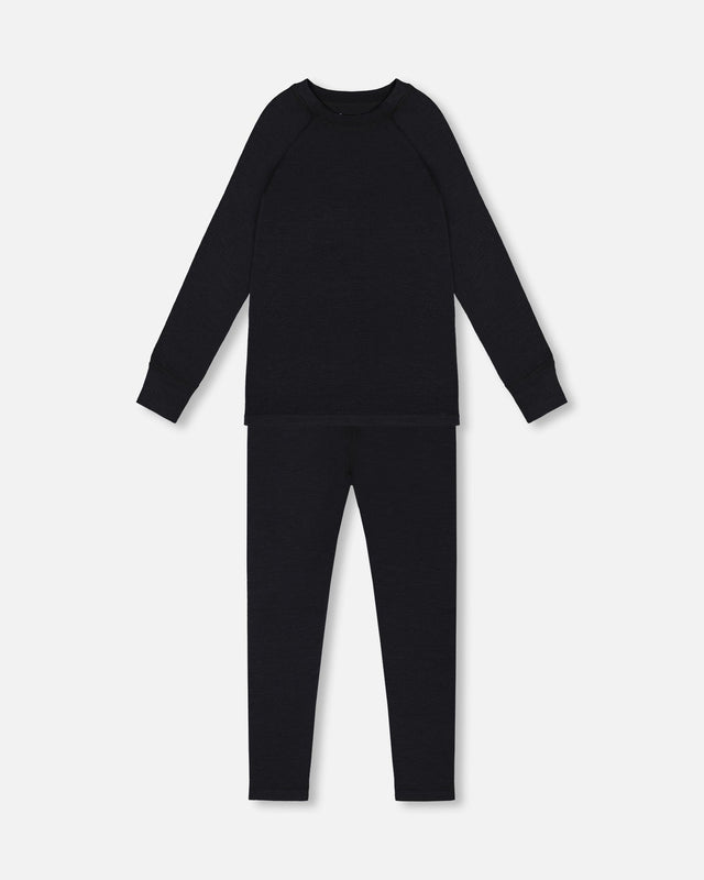 Two Piece Thermal Underwear Merino Blend Black-0