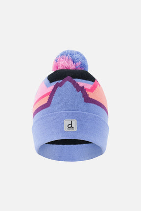 Winter Knit Hat With Pompom Black Printed Mountains-0