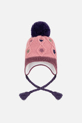 Winter Peruvian Knit Hat With Pompom Pink And Mauve-1