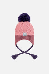 Winter Peruvian Knit Hat With Pompom Pink And Mauve-0