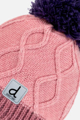 Winter Peruvian Knit Hat With Pompom Pink And Mauve-2