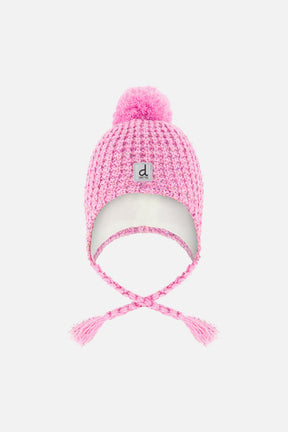 Winter Peruvian Knit Hat With Pompom Pink Multicolored Details-0