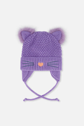 Winter Knit Hat With Ears Violet-0