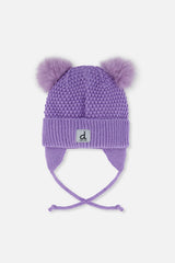 Winter Knit Hat With Ears Violet-2